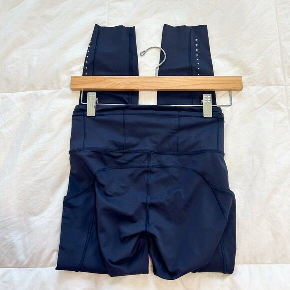 Lululemon Athletica Fast & Free 7/8 Tight 25” True Navy Nulux Leggings Size 4 - Picture 8 of 9